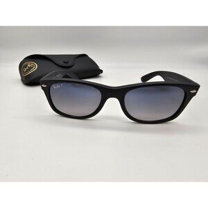 Ray-Ban New Wayfarer Sunglasses RB2132 Matte Black Blue/Grey Lens Polarized